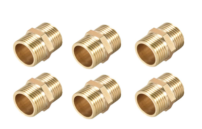Brass Pipe Fitting Connector Straight HeX Nipple Coupler 3/8 X 3/8 G Male Thread Hose Fittings Gold Tone