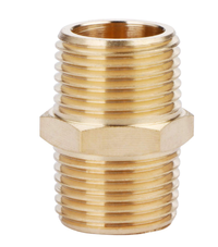 Brass Pipe Fitting, Hex Nipple, 1/2" x 1/2" NPT Male Pipe Adapter